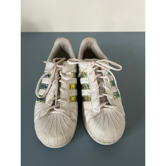 Adidas womens sneaker size 7 Superstar iridescent stripes - Picture 2 of 8